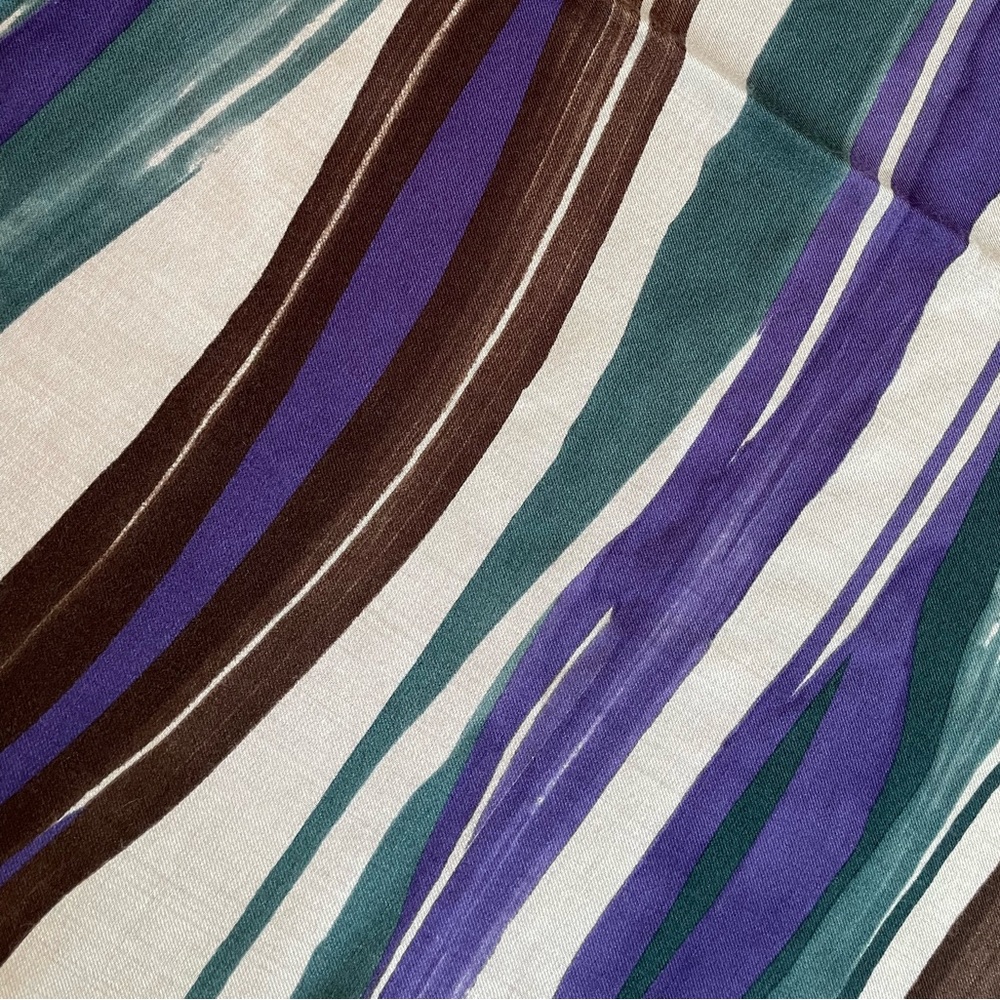 Loro Piana Women Scarf - Green, Purple, Brown, Cream - 70% Cashmere, 30% Silk - Picture 5 of 9